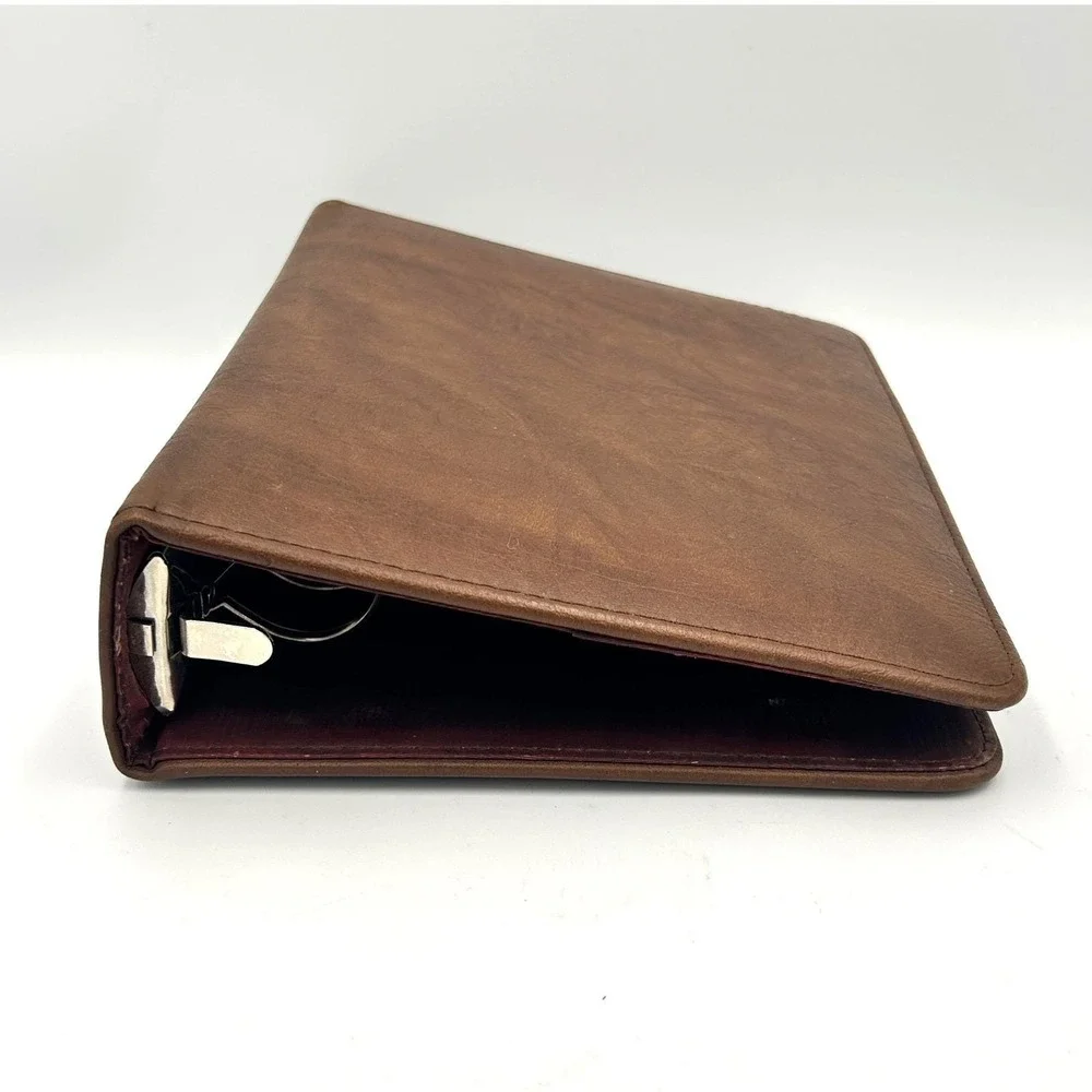Vintage Day-Timer Executive 7 Ring Binder Antique Vinyl Organizer Brown Made USA